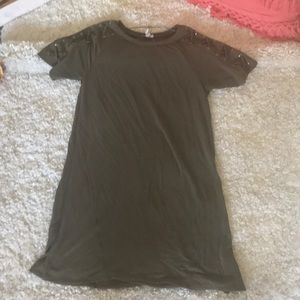 Green T-short Dress with Laced Up Details